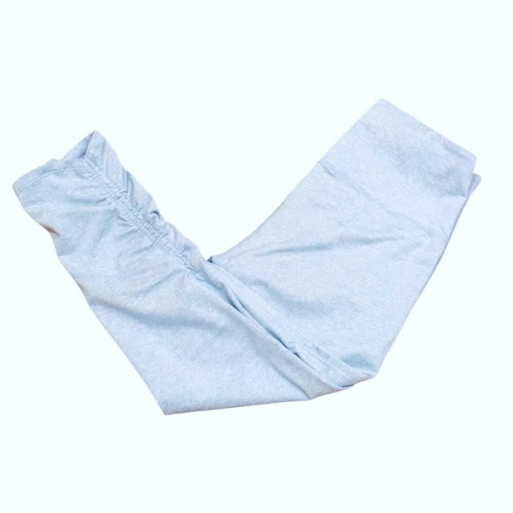 Zella Pastel Blue High Waist Rise Leggings 7/8 Cropped Ruched Leg S Workout
